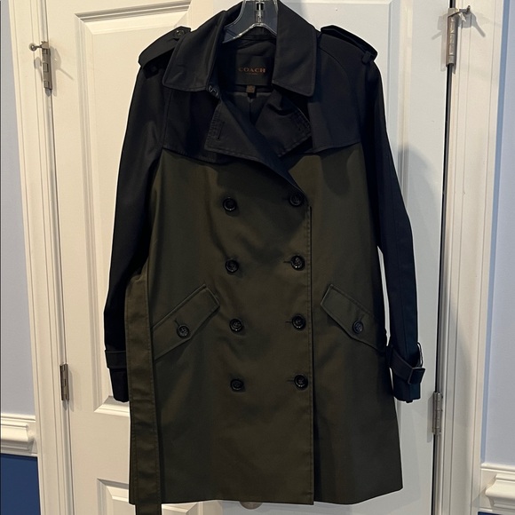 Coach Jackets & Blazers - Coach Women's Black and Olive Trench Coat